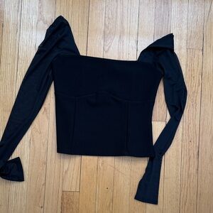 Abercrombie & Fitch black mesh sleeve date night top